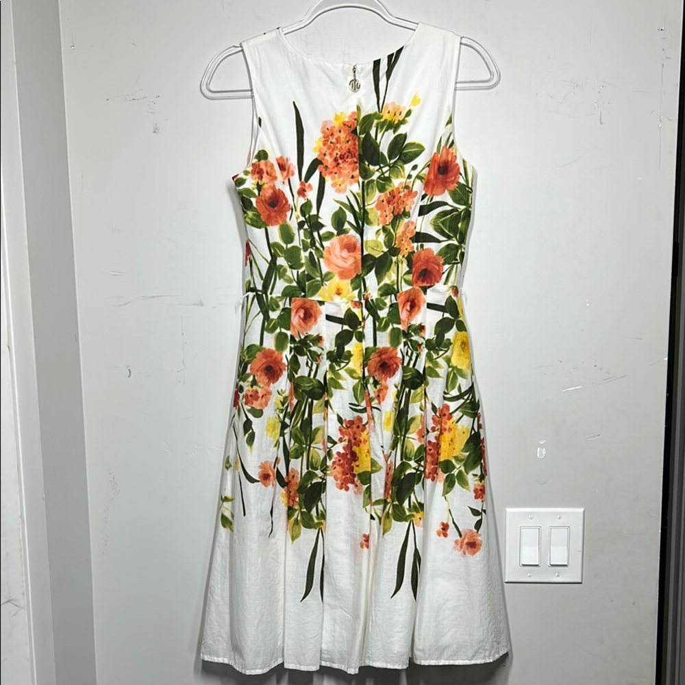 Tommy Hilfiger Floral Fit & Flare Jewel Neck Sleeveless A-Line Midi Dress Sz 2 - Picture 9 of 15